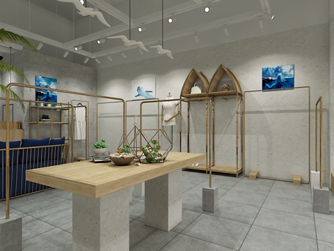  商场中岛服装店3d模型 