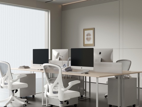  现代办公桌 工位 电脑桌3d模型 