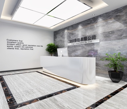  现代前台接待总经理办公室3d模型 