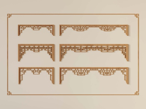  新中式雕花 雕刻 木雕su模型 