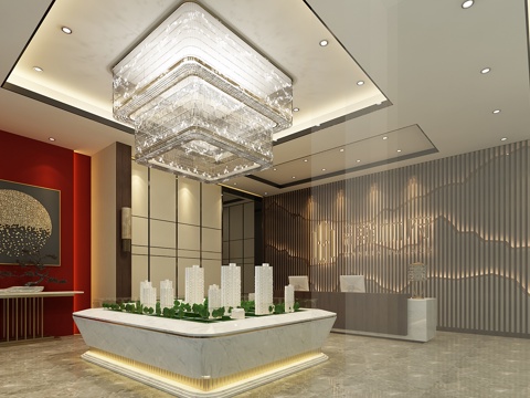  新中式售楼部3d模型 