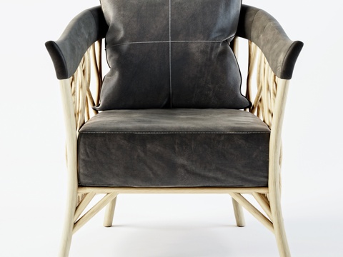  中古风户外休闲椅  木椅 单椅  书椅su模型 