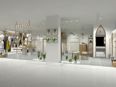  现代商场服装店3d模型 