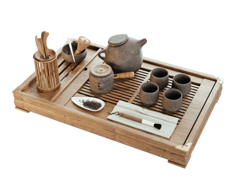  现代茶具茶壶茶杯su模型 