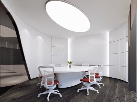  现代科技公司 会议室 接待区大厅3d模型 