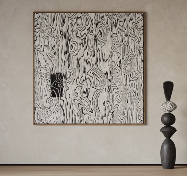  现代挂画 意式挂画 装饰画 抽象画 雕塑 木纹挂画3d模型 