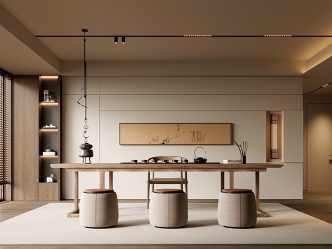  宋式風茶室 茶桌椅 茶臺3d模型 