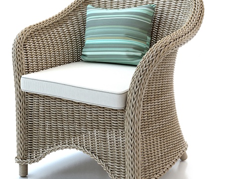  北欧户外休闲椅  藤编椅  单椅书椅su模型 