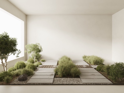  现代园林景观 花园 植物 露台3d模型 