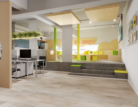  办公区 休闲区 水吧台3d模型 