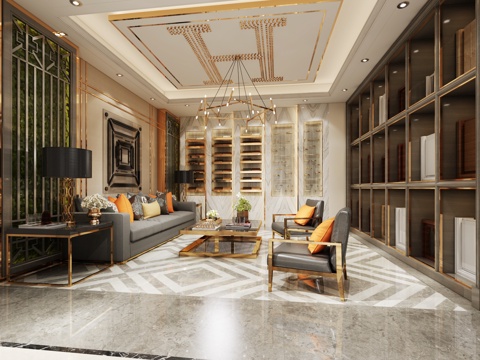  现代公司前台 接待 服务中心 休息区 等候3d模型 