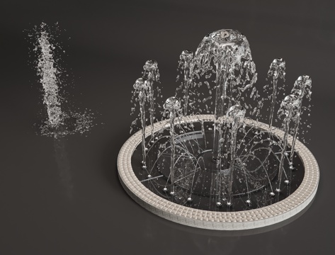  现代喷泉水景3d模型 