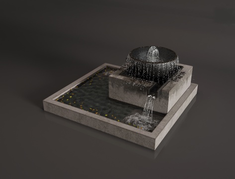  现代喷泉水景3d模型 