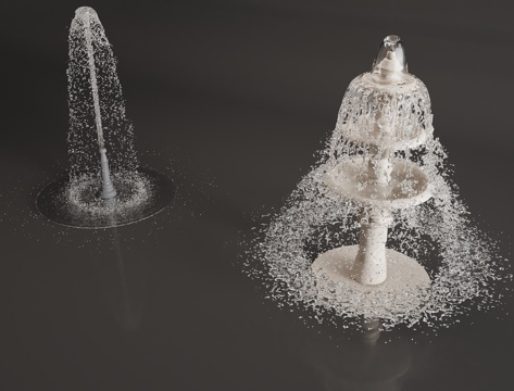  现代喷泉水景3d模型 