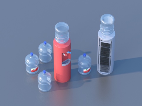  饮水机 水桶 桶装水 储水桶su模型 