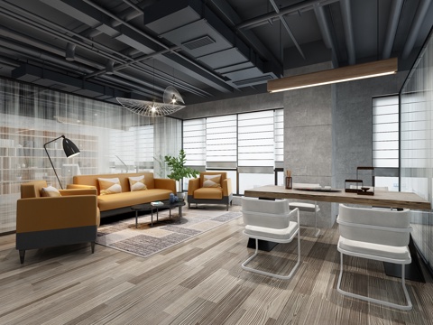  工业风董事长办公室3d模型 