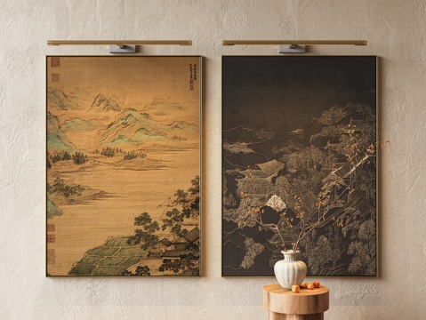 新中式 装饰画 挂画 新中式画 风景画 抽象画3d模型 