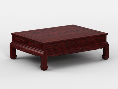 中式客厅木制茶几 雕花造型 实木红木3d模型