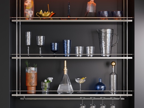  現(xiàn)代酒柜酒架3d模型 