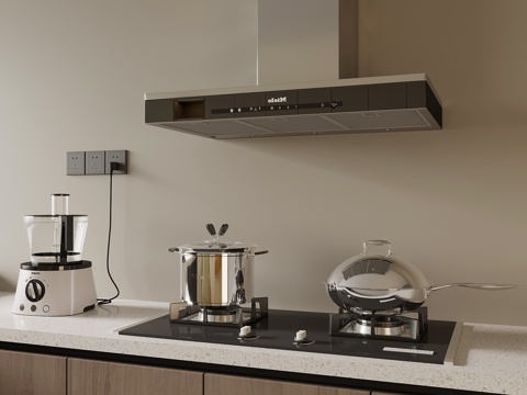  现代烟机灶具 油烟机 燃气灶su模型 