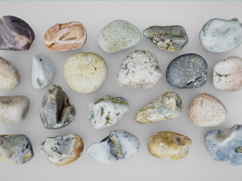  现代景观石 景观石 鹅卵石 石头3d模型 