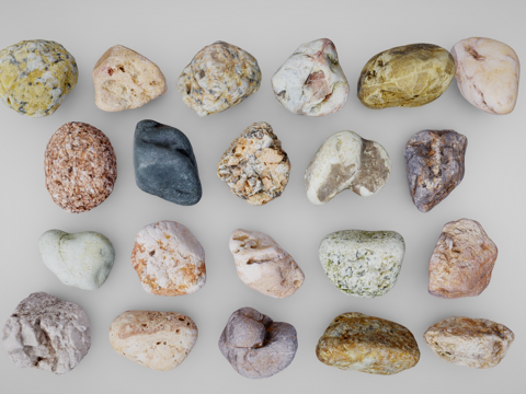  现代景观石 景观石 鹅卵石 石头3d模型 