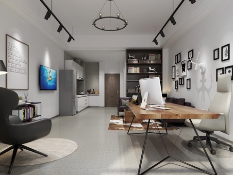  北欧现代简约北欧个人办公室3d模型 