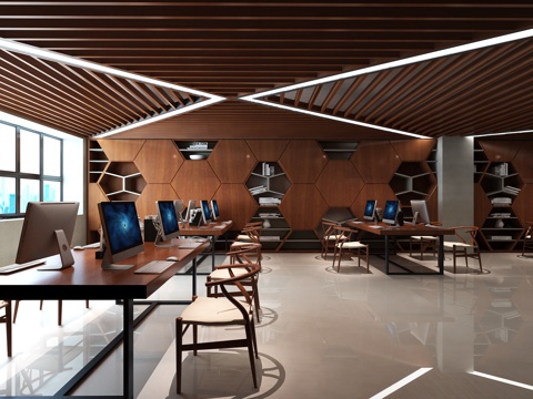  现代简约创意办公室3d模型 