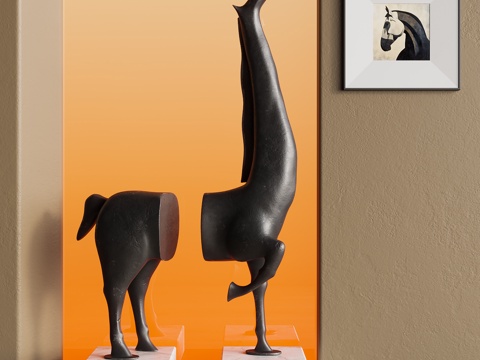  中古风雕塑摆件su模型 