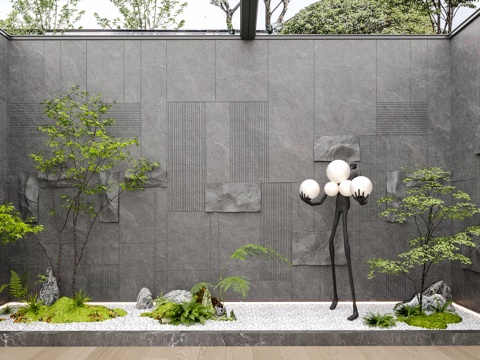  現(xiàn)代綠植景觀小品 地下室景觀小品 天井景觀小品 室內(nèi)景觀小品3d模型 