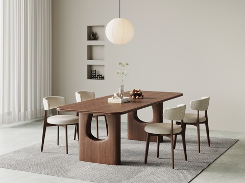 现代餐桌椅 实木餐桌 餐椅3d模型