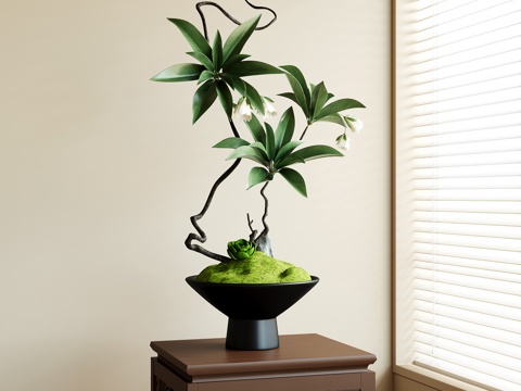 新中式花瓶花艺su模型