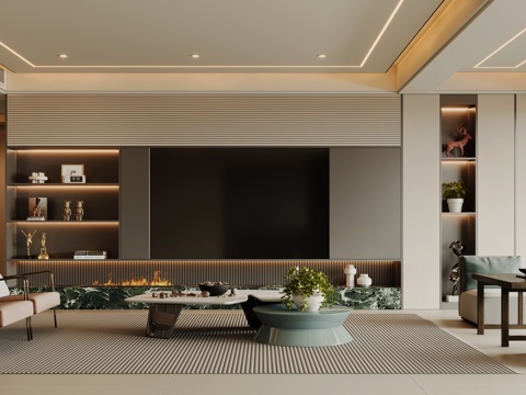  現(xiàn)代客廳3d模型 