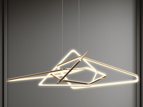  意式轻奢吊灯 餐厅吊灯 线性吊灯 LED吊灯 金属吊灯3d模型 