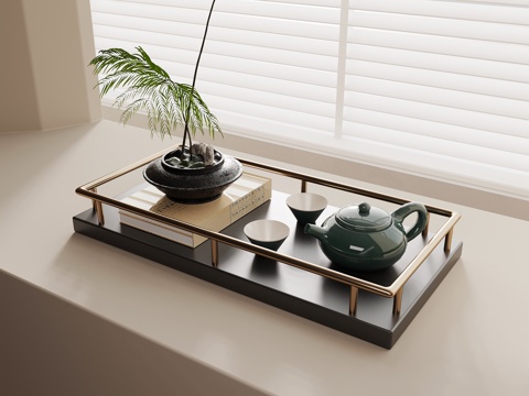  新中式茶具 摆件3d模型 