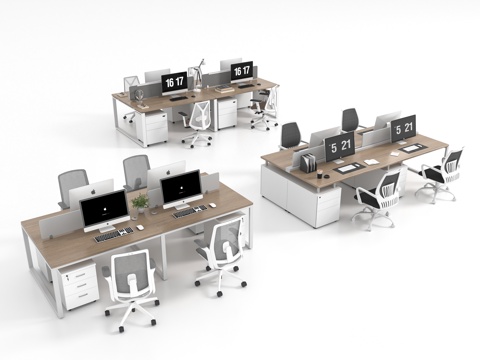  现代办公桌椅3d模型 