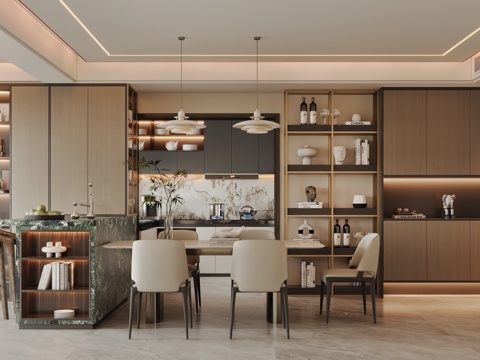  現(xiàn)代餐廳3d模型 