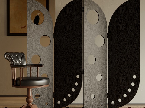 中古风屏风su模型