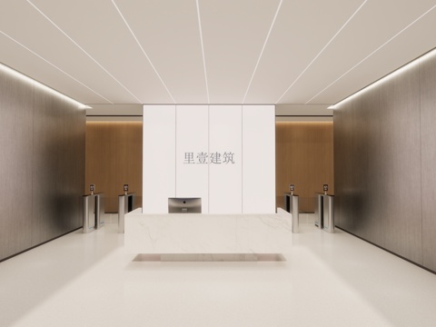  公司前台接待公司大厅su模型 