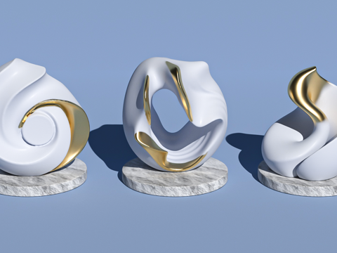  贝壳雕塑手办艺术装置摆件盲盒潮玩3d模型 