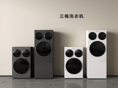  现代洗衣机 三桶洗衣机3d模型 