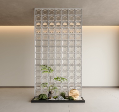  現(xiàn)代室內(nèi)景觀 天井室內(nèi)景觀 玄關(guān)室內(nèi)景觀 綠植景觀 玻璃磚3d模型 