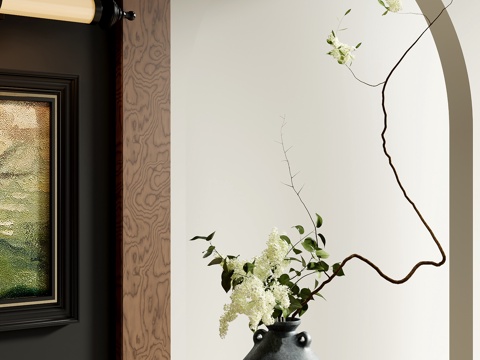  中古风花瓶花su模型 