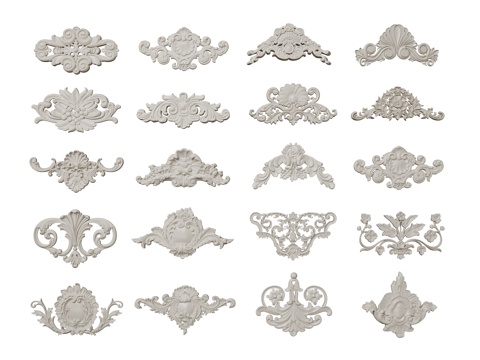  欧式雕花 法式雕花 雕花角花 角花组合su模型 