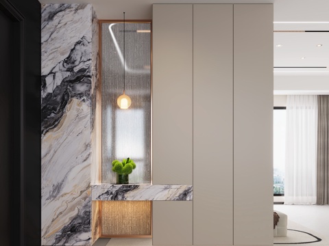  现代入户玄关 装饰玄关 玄关背景 玄关隔断 玄关装饰柜3d模型 