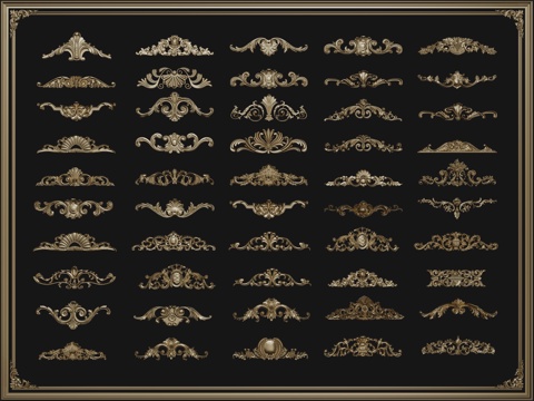  欧式雕花 法式雕花 雕花角花 角花组合su模型 