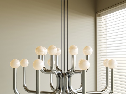  现代金属吊灯su模型 