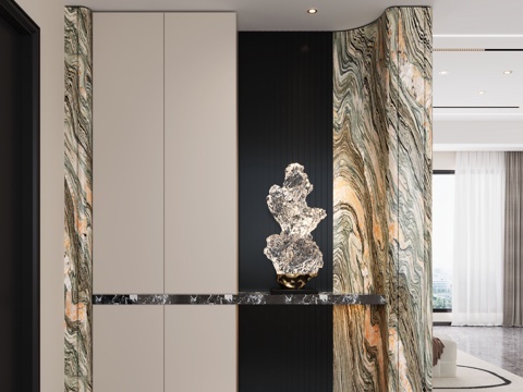  现代入户玄关 装饰玄关 玄关背景 玄关隔断 玄关装饰柜3d模型 
