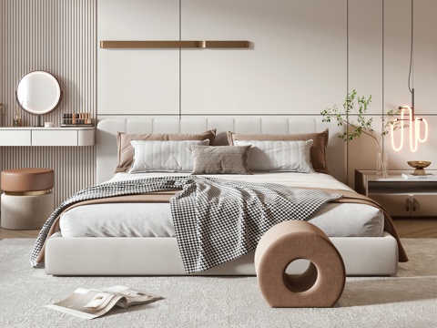 Minotti现代双人床3d模型