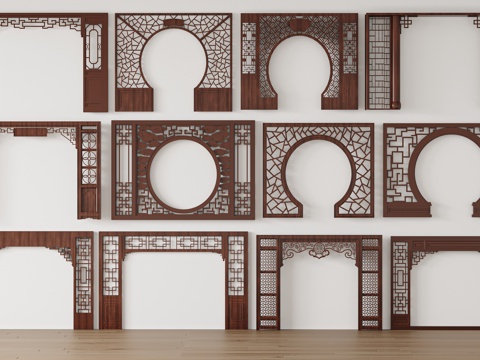 新中式门拱 月亮门 宋氏门拱3d模型